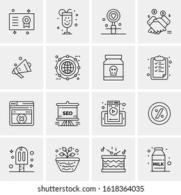 Business Icon Set. 16 Universal Icons Vector. Creative Beauitful Icon Illustration to use in Print and Web Related project.