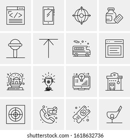 Business Icon Set. 16 Universal Icons Vector. Creative Beauitful Icon Illustration to use in Print and Web Related project.