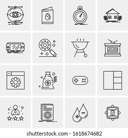 Business Icon Set. 16 Universal Icons Vector. Creative Beauitful Icon Illustration to use in Print and Web Related project.
