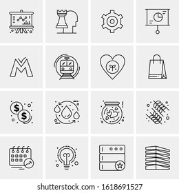 Business Icon Set. 16 Universal Icons Vector. Creative Beauitful Icon Illustration to use in Print and Web Related project.