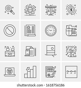 Business Icon Set. 16 Universal Icons Vector. Creative Beauitful Icon Illustration to use in Print and Web Related project.