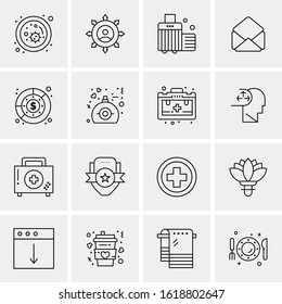 Business Icon Set. 16 Universal Icons Vector. Creative Beauitful Icon Illustration to use in Print and Web Related project.