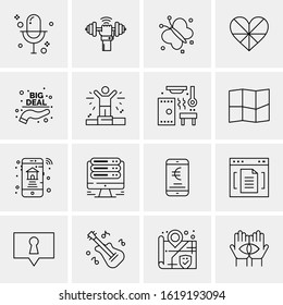 Business Icon Set. 16 Universal Icons Vector. Creative Beauitful Icon Illustration to use in Print and Web Related project.