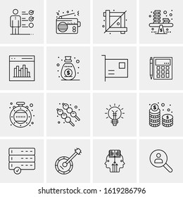 Business Icon Set. 16 Universal Icons Vector. Creative Beauitful Icon Illustration to use in Print and Web Related project.