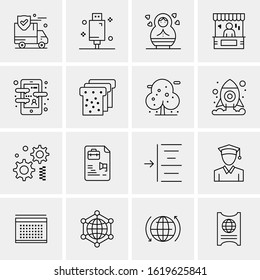 Business Icon Set. 16 Universal Icons Vector. Creative Beauitful Icon Illustration to use in Print and Web Related project.