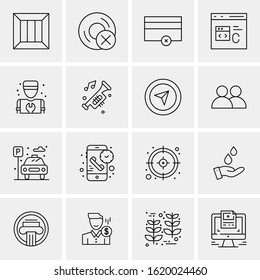 Business Icon Set. 16 Universal Icons Vector. Creative Beauitful Icon Illustration to use in Print and Web Related project.
