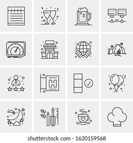 Business Icon Set. 16 Universal Icons Vector. Creative Beauitful Icon Illustration to use in Print and Web Related project.