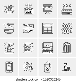 Business Icon Set. 16 Universal Icons Vector. Creative Beauitful Icon Illustration to use in Print and Web Related project.