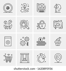 Business Icon Set. 16 Universal Icons Vector. Creative Beauitful Icon Illustration to use in Print and Web Related project.