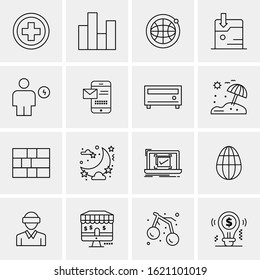 Business Icon Set. 16 Universal Icons Vector. Creative Beauitful Icon Illustration to use in Print and Web Related project.