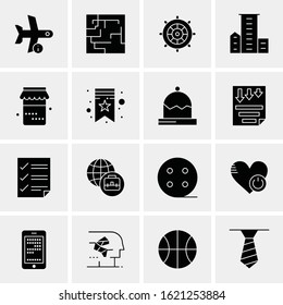 Business Icon Set. 16 Universal Icons Vector. Creative Beauitful Icon Illustration to use in Print and Web Related project.