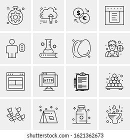 Business Icon Set. 16 Universal Icons Vector. Creative Beauitful Icon Illustration to use in Print and Web Related project.