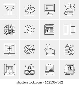Business Icon Set. 16 Universal Icons Vector. Creative Beauitful Icon Illustration to use in Print and Web Related project.