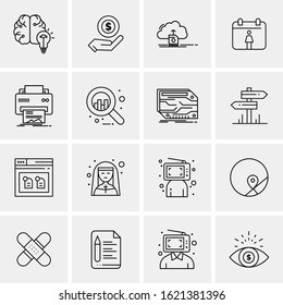 Business Icon Set. 16 Universal Icons Vector. Creative Beauitful Icon Illustration to use in Print and Web Related project.