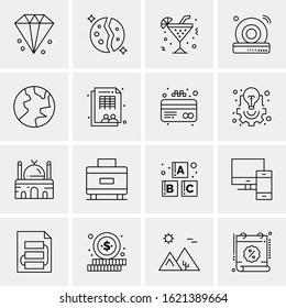 Business Icon Set. 16 Universal Icons Vector. Creative Beauitful Icon Illustration to use in Print and Web Related project.
