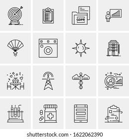 Business Icon Set. 16 Universal Icons Vector. Creative Beauitful Icon Illustration to use in Print and Web Related project.