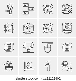 Business Icon Set. 16 Universal Icons Vector. Creative Beauitful Icon Illustration to use in Print and Web Related project.