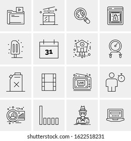 Business Icon Set. 16 Universal Icons Vector. Creative Beauitful Icon Illustration to use in Print and Web Related project.