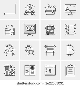 Business Icon Set. 16 Universal Icons Vector. Creative Beauitful Icon Illustration to use in Print and Web Related project.