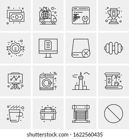 Business Icon Set. 16 Universal Icons Vector. Creative Beauitful Icon Illustration to use in Print and Web Related project.