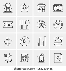 Business Icon Set. 16 Universal Icons Vector. Creative Beauitful Icon Illustration to use in Print and Web Related project.