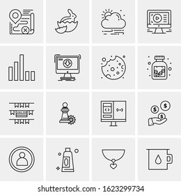 Business Icon Set. 16 Universal Icons Vector. Creative Beauitful Icon Illustration to use in Print and Web Related project.