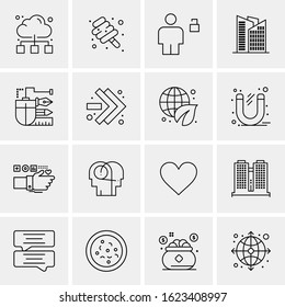 Business Icon Set. 16 Universal Icons Vector. Creative Beauitful Icon Illustration to use in Print and Web Related project.