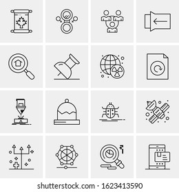 Business Icon Set. 16 Universal Icons Vector. Creative Beauitful Icon Illustration to use in Print and Web Related project.