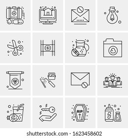 Business Icon Set. 16 Universal Icons Vector. Creative Beauitful Icon Illustration to use in Print and Web Related project.