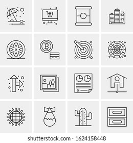 Business Icon Set. 16 Universal Icons Vector. Creative Beauitful Icon Illustration to use in Print and Web Related project.
