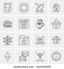 Business Icon Set. 16 Universal Icons Vector. Creative Beauitful Icon Illustration to use in Print and Web Related project.