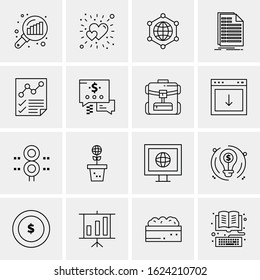 Business Icon Set. 16 Universal Icons Vector. Creative Beauitful Icon Illustration to use in Print and Web Related project.
