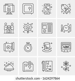 Business Icon Set. 16 Universal Icons Vector. Creative Beauitful Icon Illustration to use in Print and Web Related project.
