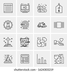 Business Icon Set. 16 Universal Icons Vector. Creative Beauitful Icon Illustration to use in Print and Web Related project.