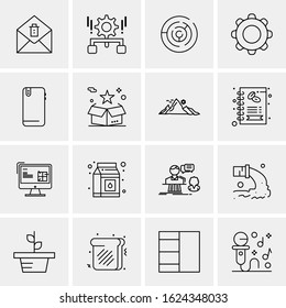 Business Icon Set. 16 Universal Icons Vector. Creative Beauitful Icon Illustration to use in Print and Web Related project.
