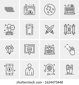 Business Icon Set. 16 Universal Icons Vector. Creative Beauitful Icon Illustration to use in Print and Web Related project.