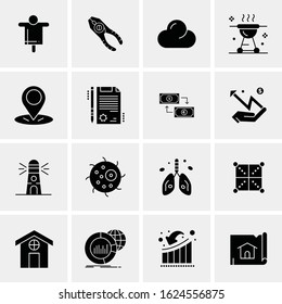 Business Icon Set. 16 Universal Icons Vector. Creative Beauitful Icon Illustration to use in Print and Web Related project.