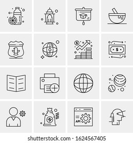 Business Icon Set. 16 Universal Icons Vector. Creative Beauitful Icon Illustration to use in Print and Web Related project.
