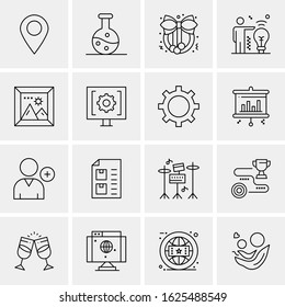 Business Icon Set. 16 Universal Icons Vector. Creative Beauitful Icon Illustration to use in Print and Web Related project.