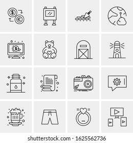 Business Icon Set. 16 Universal Icons Vector. Creative Beauitful Icon Illustration to use in Print and Web Related project.