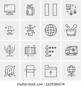 Business Icon Set. 16 Universal Icons Vector. Creative Beauitful Icon Illustration to use in Print and Web Related project.