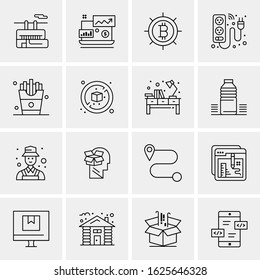 Business Icon Set. 16 Universal Icons Vector. Creative Beauitful Icon Illustration to use in Print and Web Related project.