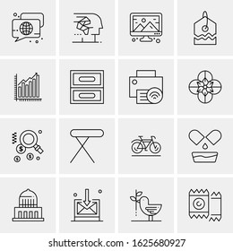 Business Icon Set. 16 Universal Icons Vector. Creative Beauitful Icon Illustration to use in Print and Web Related project.