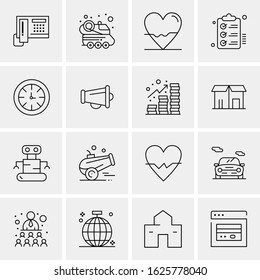 Business Icon Set. 16 Universal Icons Vector. Creative Beauitful Icon Illustration to use in Print and Web Related project.