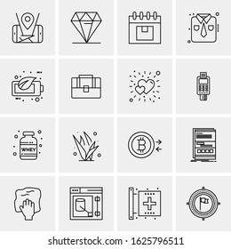 Business Icon Set. 16 Universal Icons Vector. Creative Beauitful Icon Illustration to use in Print and Web Related project.