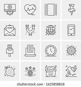 Business Icon Set. 16 Universal Icons Vector. Creative Beauitful Icon Illustration to use in Print and Web Related project.