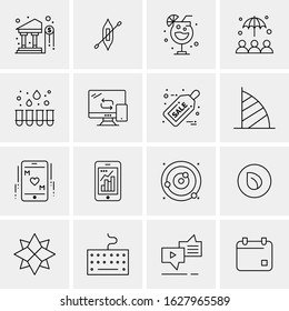 Business Icon Set. 16 Universal Icons Vector. Creative Beauitful Icon Illustration to use in Print and Web Related project.