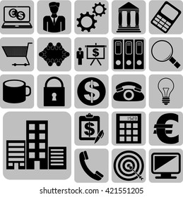 business icon set. 22 icons total. Quality Icons.