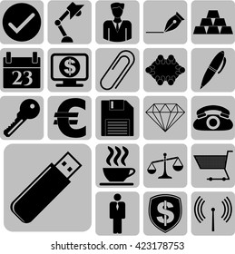 business icon set. 22 icons total. Quality Icons.