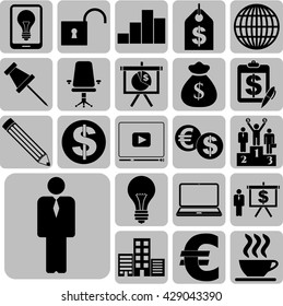 business icon set. 22 icons total. Set of web Icons.